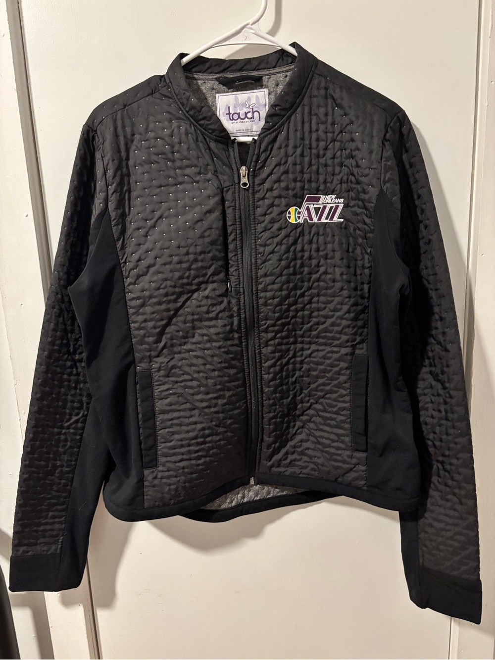 Touch by Alyssa Milano Black Quilted Jacket with Purple Logo